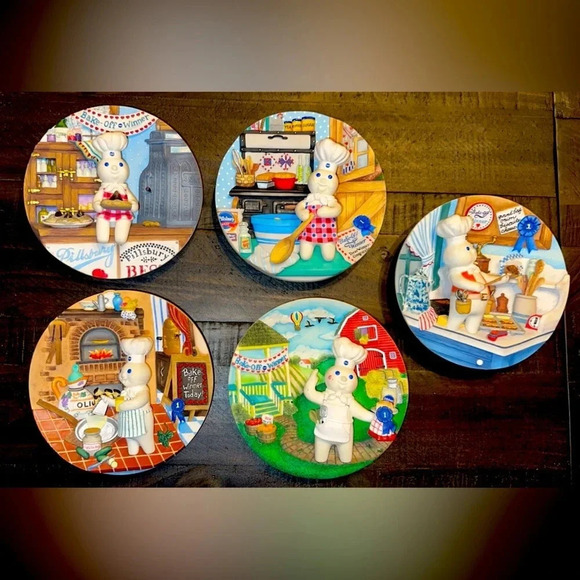 VTG 1999 The Pillsbury Doughboy Danbury Mint Bundle Lot 5 Collectible Plates 3D - Picture 1 of 10